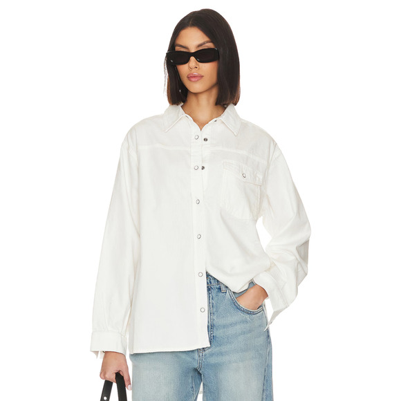 ANINE BING Women's Snap button SIMON Shirt in Ivory White size Small - Picture 1 of 14